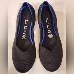 Rothy's Black Round Toe Blue Halo Flats